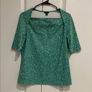 Ann Taylor Green Polka Dot Women's Top